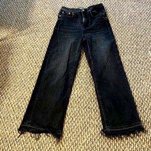 Zara distressed black denim boot cut jeans